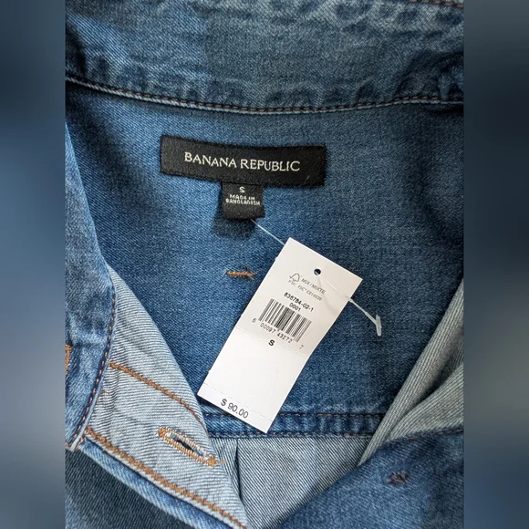 NWT Banana Republic Essential Oversized Denim Button-Down Shirt - Picture 5 of 10